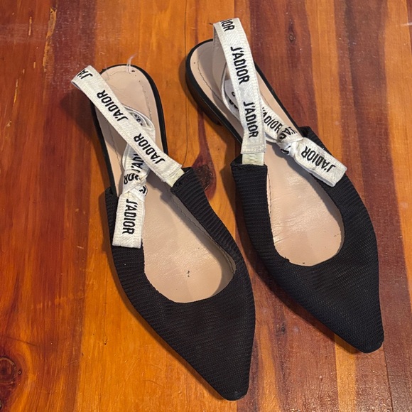 Dior J'Adior Black Slingback Flats - Picture 1 of 4